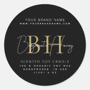 Modern monogram script candle label