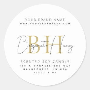 Modern monogram script candle label