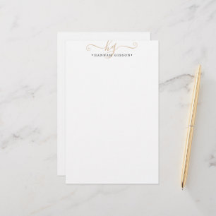 Modern Monogram Script Initials Gold Minimal Stationery