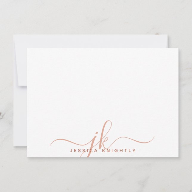 Modern Monogram Script Initials Terracotta Card (Front)