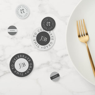 Modern  Monogram Silver Grey Graduation Party Confetti