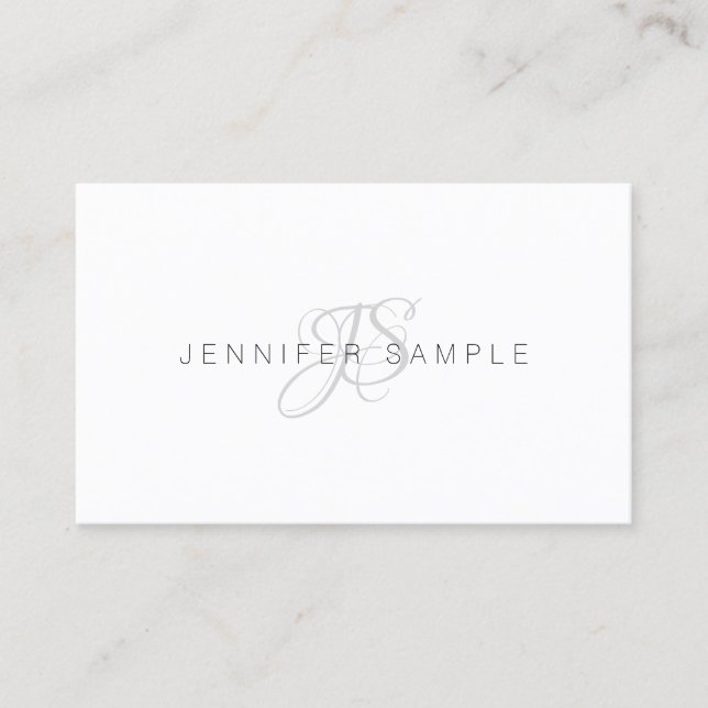 Modern Monogram Simple Chic Template Minimalist Business Card (Front)