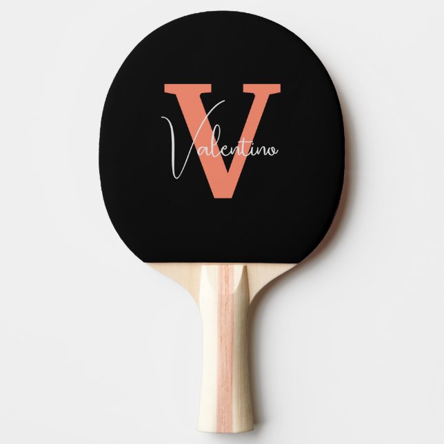 Modern monogram simple classic ping pong paddle (Front)