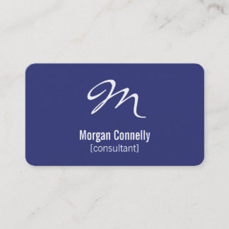 Modern Monogram Simple Custom Blue Business Cards