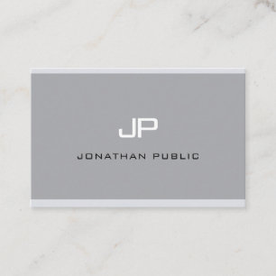 Modern Monogram Simple Elegant Grey Professional Business Card