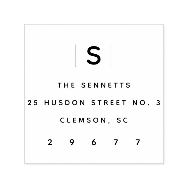 Modern Monogram Simple Return Address Self-inking Stamp (Design)