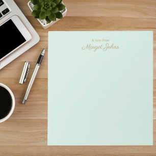 Modern Monogram Simple Stylish Mint Green & Gold Notepad
