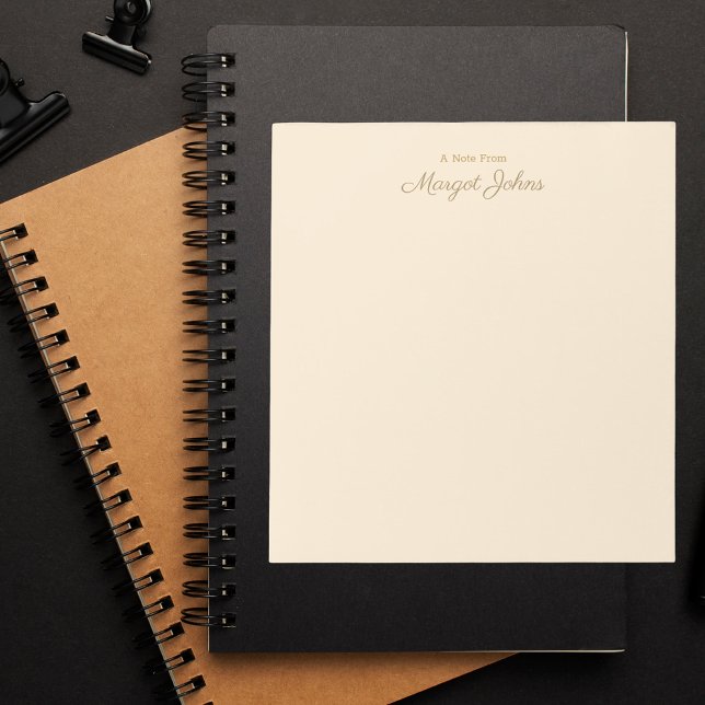 Modern Monogram Simple Stylish White Ivory & Gold Notepad (Creator Uploaded)