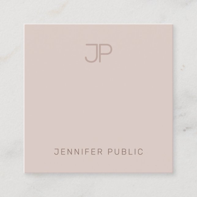 Modern Monogram Sleek Plain Professional Elegant Square Business Card (Front)