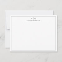 Modern Monogram Smokey Grey Personal Stationery