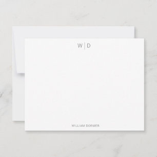 Modern Monogram Smokey Grey Personal Stationery Card