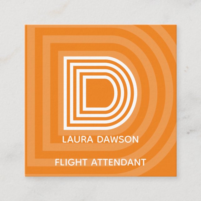 Modern Monogram Square Business Card (Front)