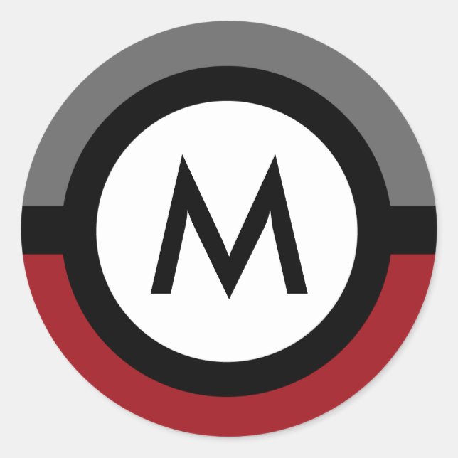 Modern Monogram Sticker - Black/Red/Grey (Front)