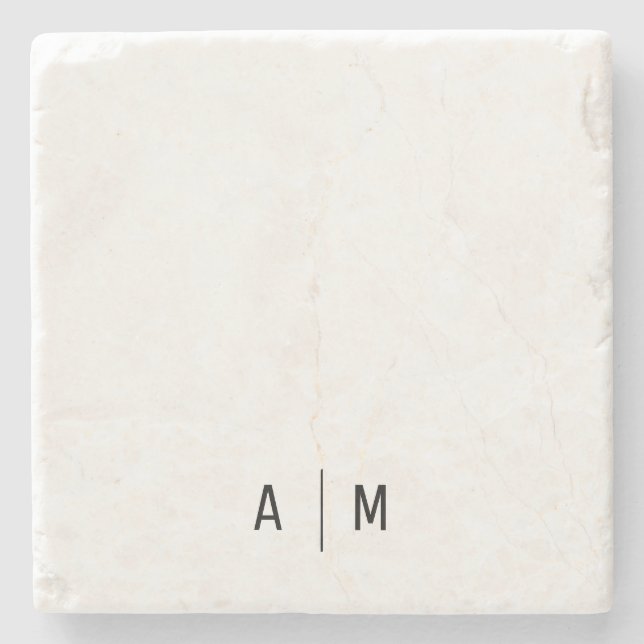 Modern Monogram  Stone Coaster (Front)