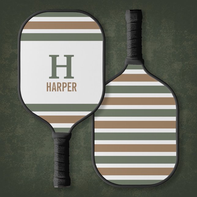 Modern Monogram Striped Pickleball Paddle (Creator Uploaded)