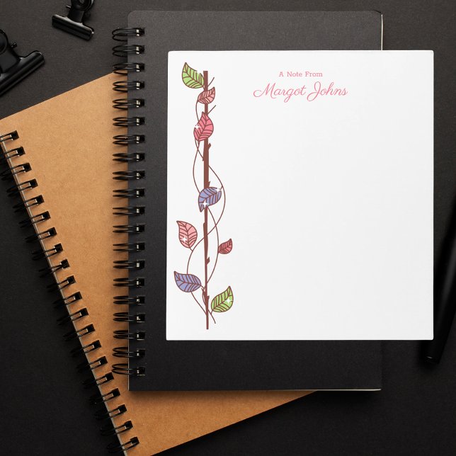 Modern Monogram Stylish Boho Colourful Feather Notepad (Creator Uploaded)