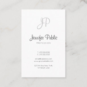 Modern Monogram Stylish Calligraphy Simple Design Business Card