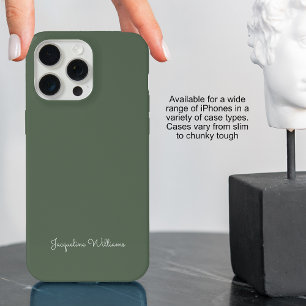Modern Monogram Stylish Minimalist Script Green iPhone 15 Pro Max Case