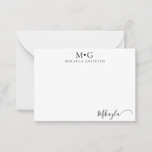 Modern Monogram Stylish Script Custom Card