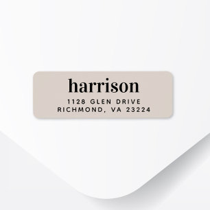 Modern Monogram Taupe Return Address Label