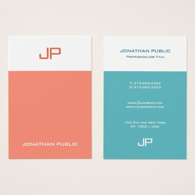 Modern Monogram Template Elegant Colours Trendy (Front & Back)