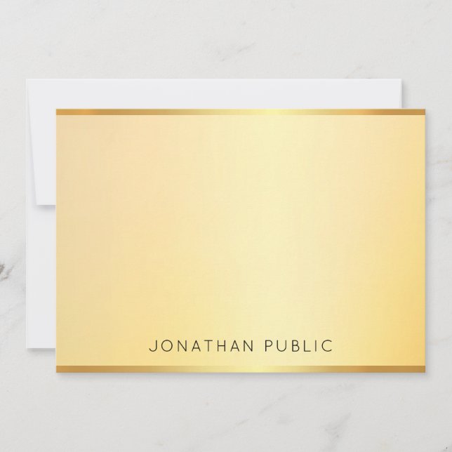 Modern Monogram Template Elegant Faux Gold (Front)