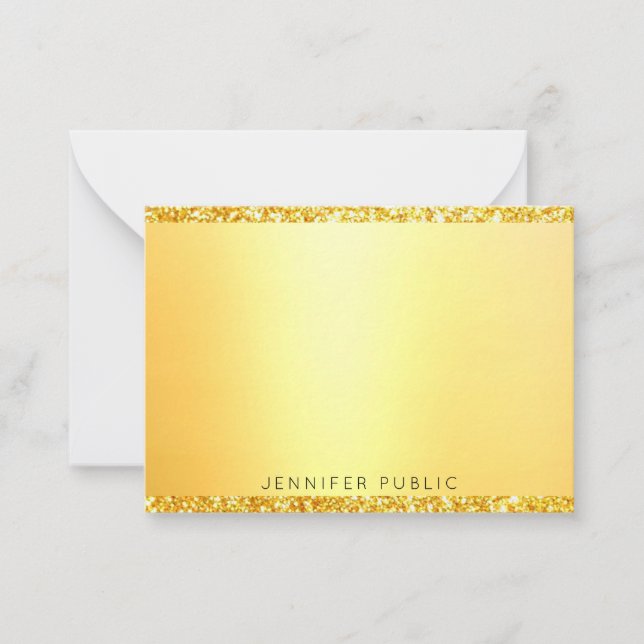 Modern Monogram Template Elegant Gold Glitter (Front)