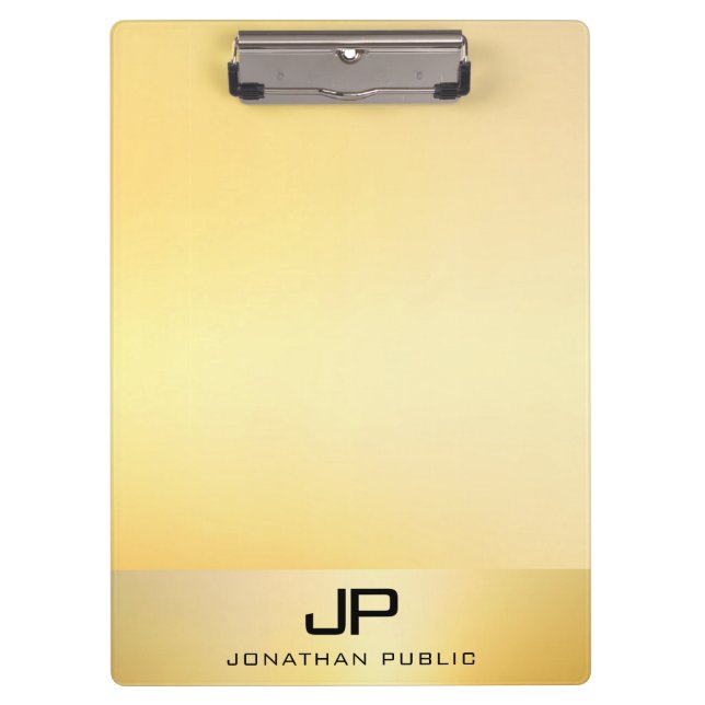 Modern Monogram Template Elegant Gold Professional Clipboard (Front)