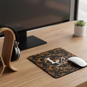 Modern Monogram Tortoise Shell Print Mouse Pad