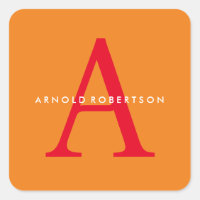 Modern Monogram Trendy Orange Red