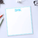 Modern Monogram Trendy Shadow Initials Stylish Not Notepad<br><div class="desc">Modern personal monogram notepad with 3D trendy shadow initial typography design. This is the stylish bright teal turquoise version.</div>