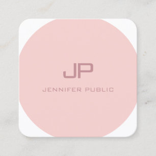 Modern Monogram Trendy Template Blush Pink White Square Business Card