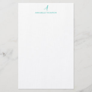 Modern Monogram Turquoise Personal Stationery