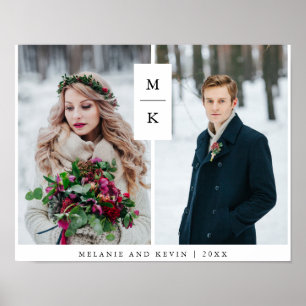 Modern Monogram   Two Photo Grid Poster