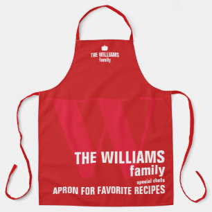 Modern Monogram Typography RED Apron