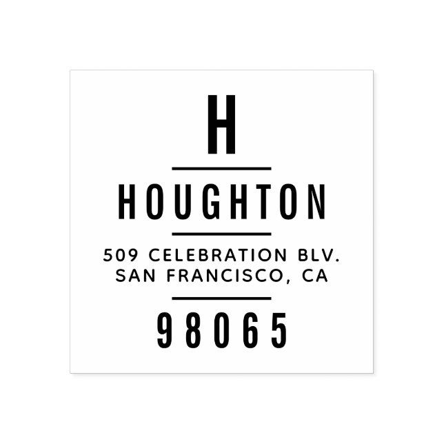 Modern Monogram Typography Return Address Rubber Stamp (Imprint)