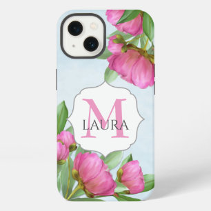 Modern Monogram Watercolor Pink Floral iPhone 13 Case
