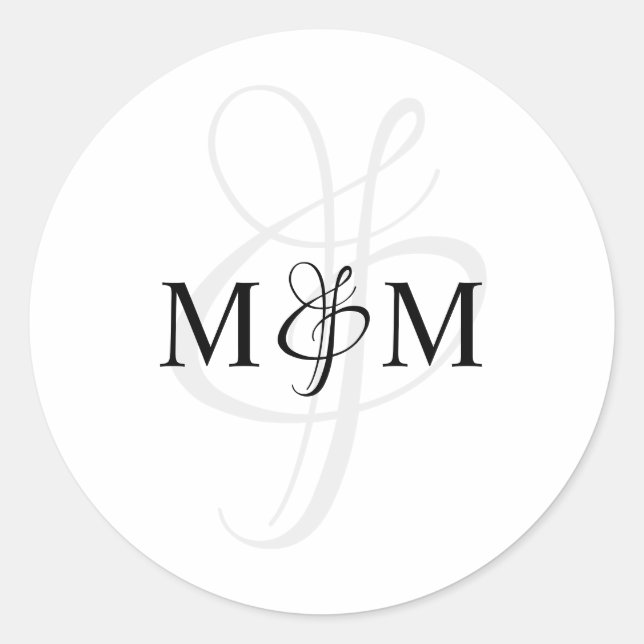 Modern Monogram Wedding Envelope Sticker Seals (Front)