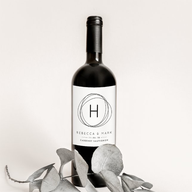 Modern Monogram Wedding Favour Wine Labels (Creator Uploaded)