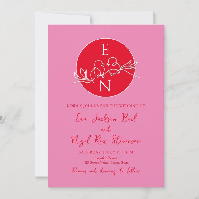 Modern Monogram Wedding Invitation (Front)