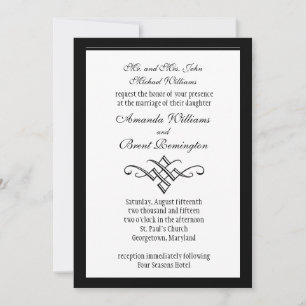 Modern Monogram Wedding Invitation in White