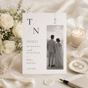 Modern Monogram Wedding Invitation photo card.