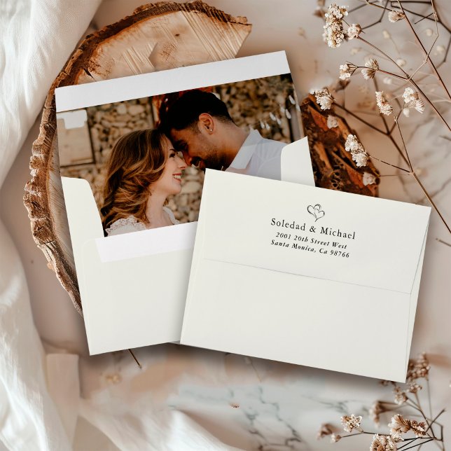 Modern Monogram Wedding Photo Return Address Envelope (Creator Uploaded)