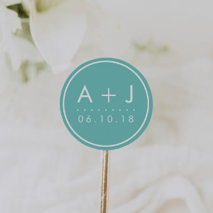 Modern Monogram Wedding Stickers   Pool