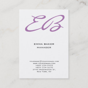 Modern monogram white background unique business card