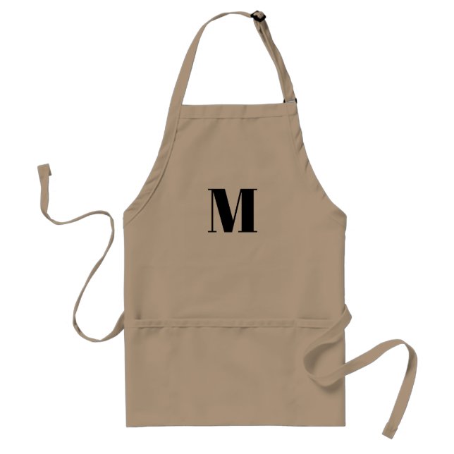Modern monogram white black custom initial letter standard apron (Front)