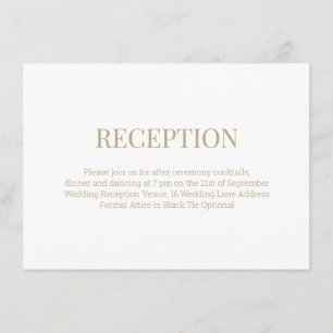 Modern Monogram White Gold Wedding Reception Enclosure Card