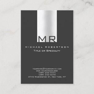 Modern Monogram White Grey Clean Business Card