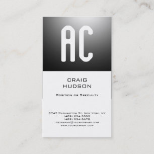 Modern Monogram White Plain Business Card