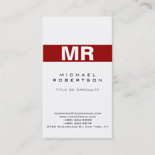 Modern Monogram White Red Clean Business Card